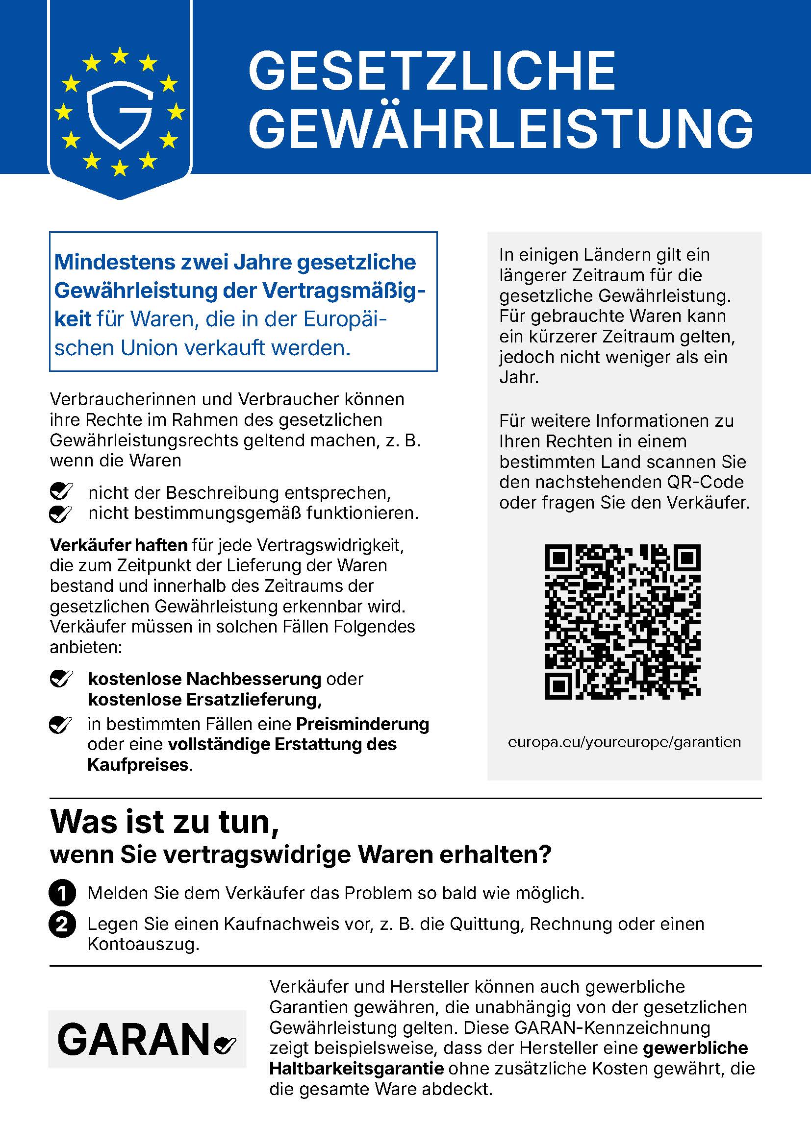 Ihre gesetzlichen Gewaehrleistungsrechte