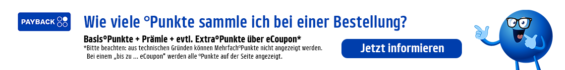 PAYBACK-Programm: Bei Bestellung Basis-, Prämien- oder Extra-Punkte mit eCoupons sammeln.