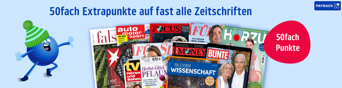 Dein Dankeschenk: 50fach Punkte auf viele tolle Zeitschriften!