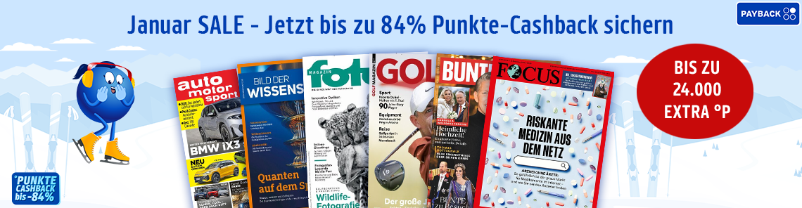 Januar SALE - Jetzt bis zu 84% Punkte-Cashback sichern