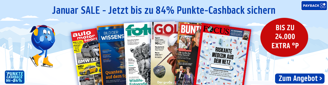 Januar SALE - Jetzt bis zu 84% Punkte-Cashback sichern